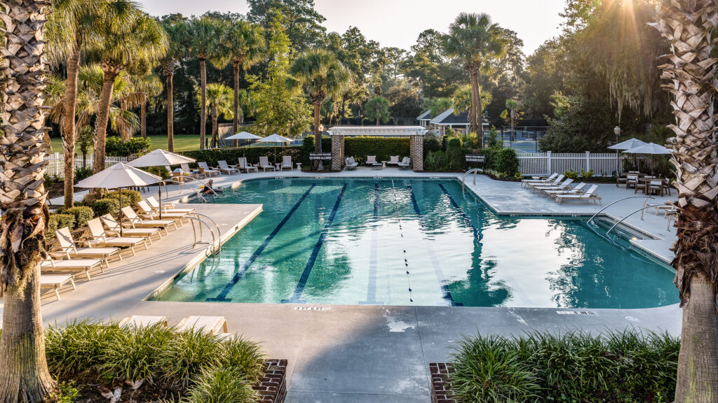Junior Olympic-sized pool at Colleton River Club’s Aquatics Center